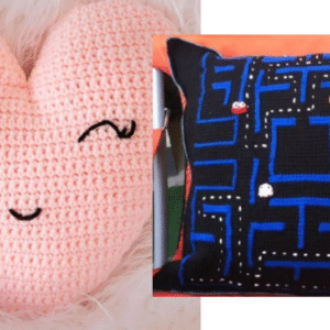 Heart Cushion Crochet Pattern + Pac-Man Pillow Crochet Pattern