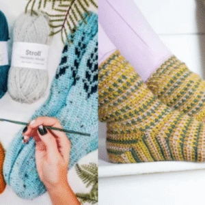 Vine Crochet Socks + Moss Stitch Socks